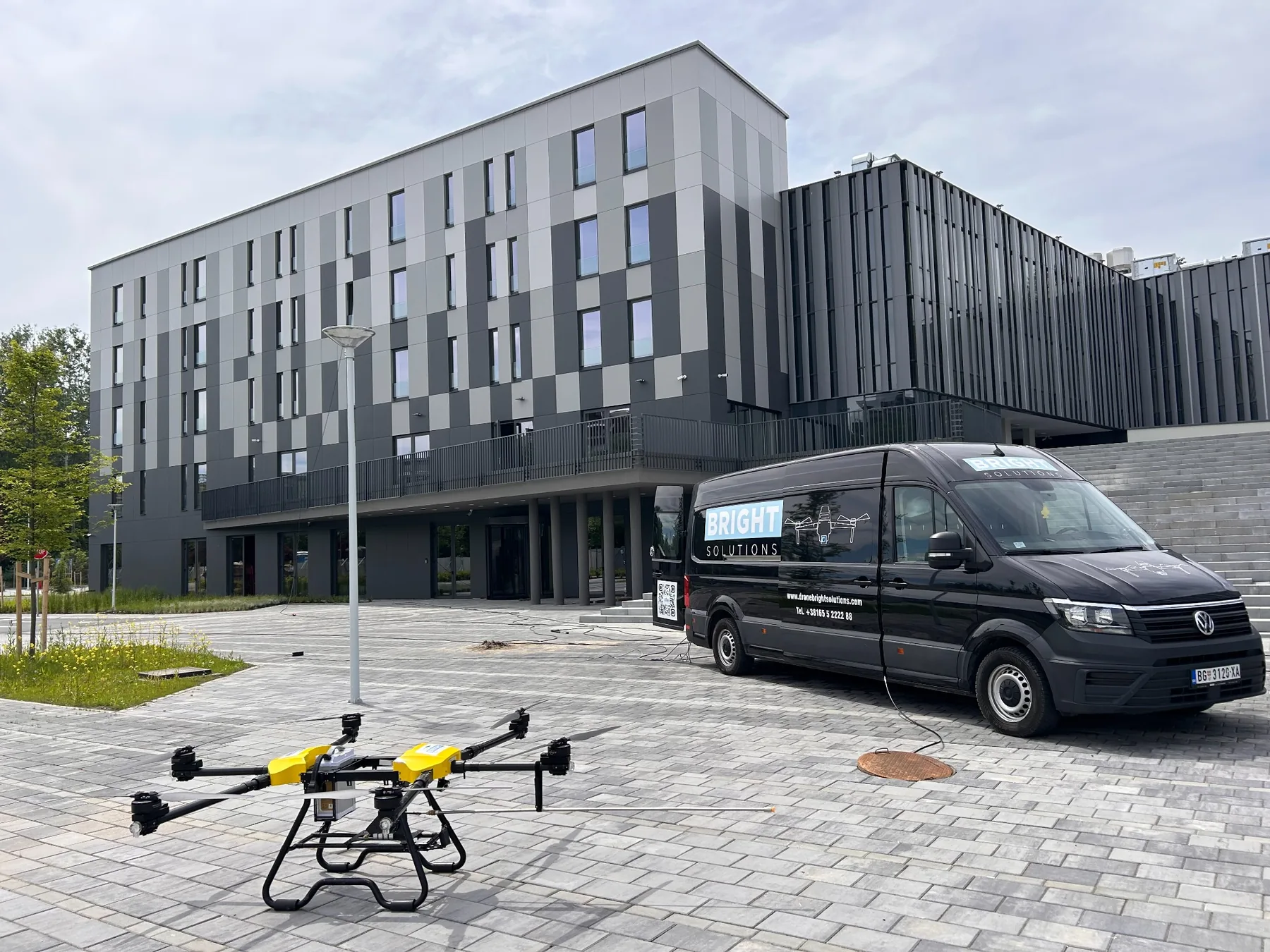 Bright Solutions van at building
