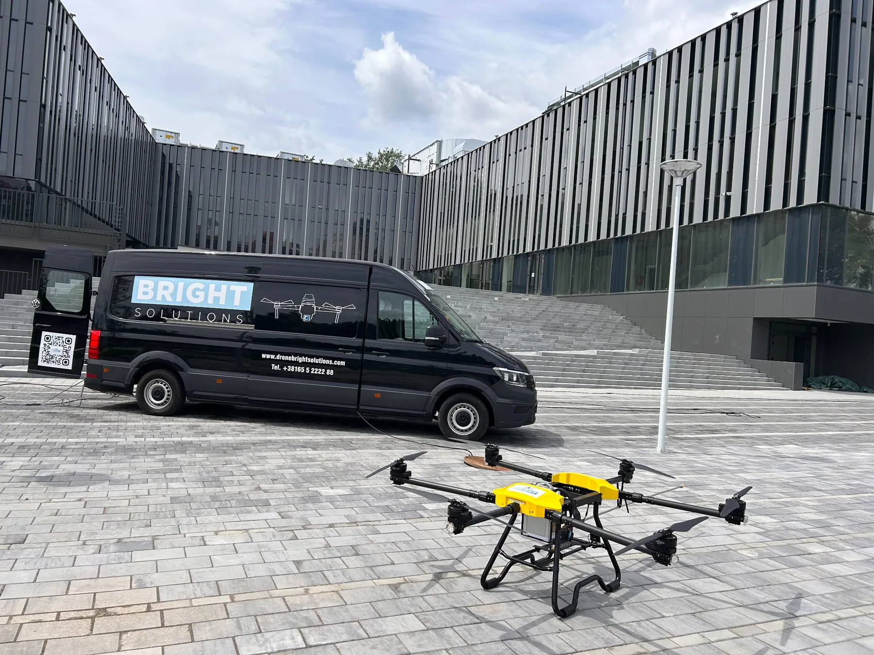 Bright Solutions drone cleaning setup